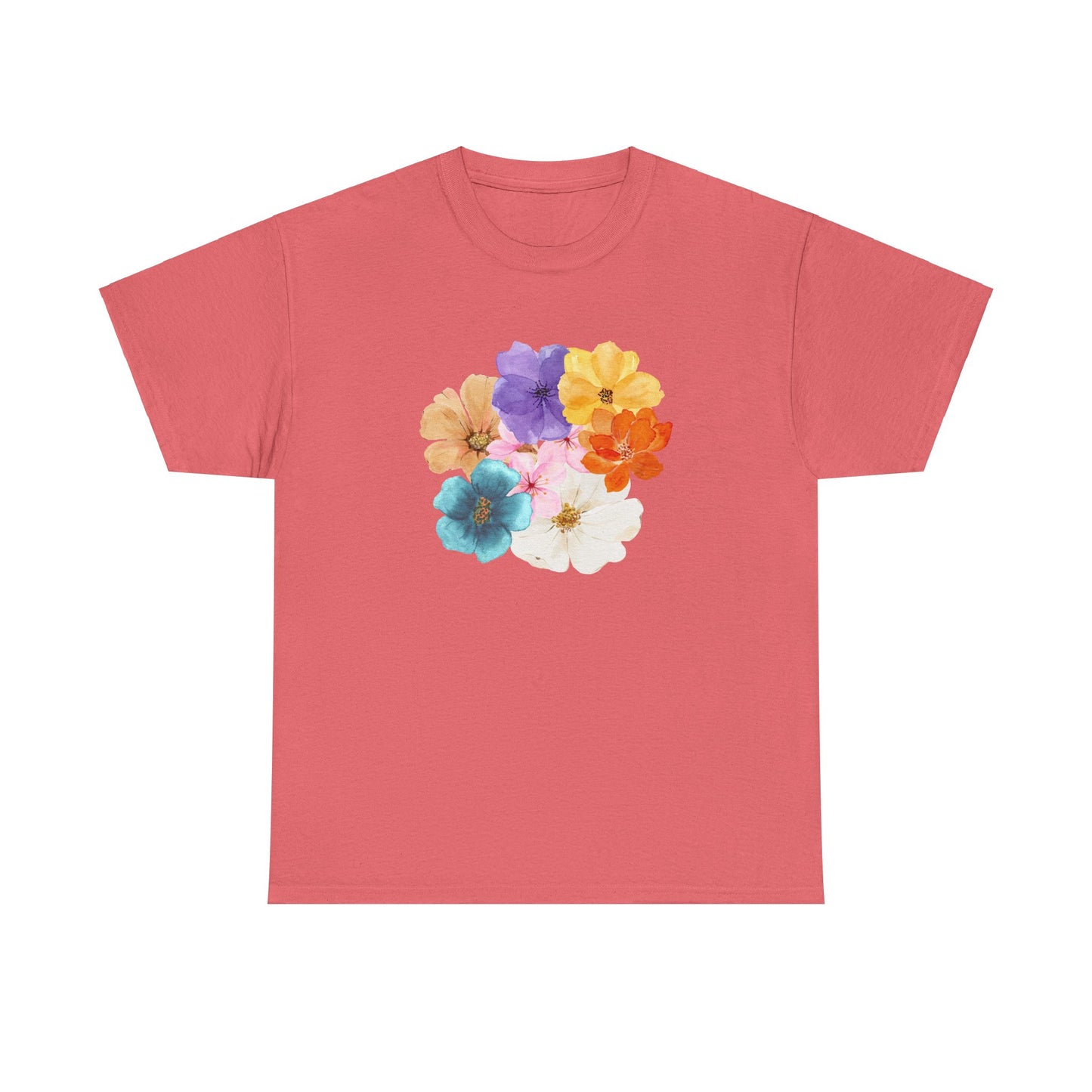 Flower Bloom Watercolor Collage Heavy Cotton Blend Unisex Graphic Tee