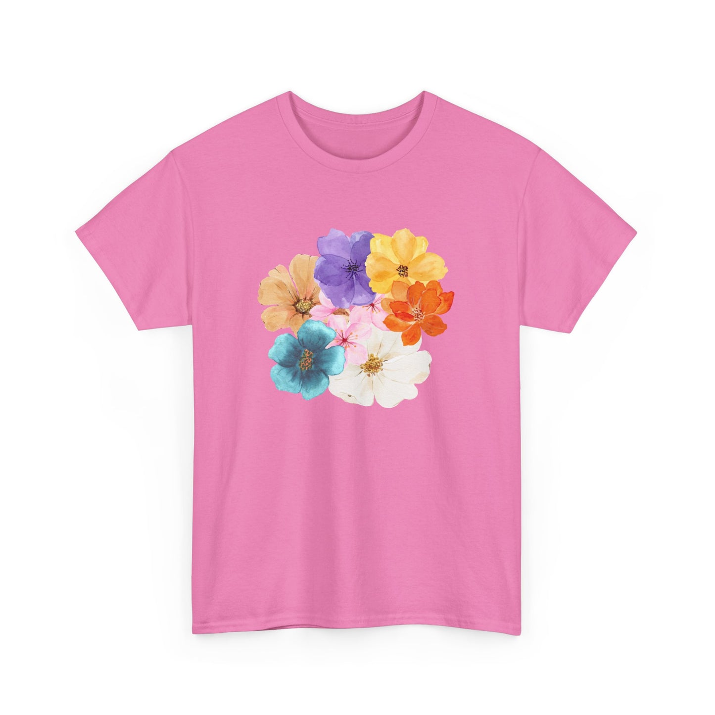 Flower Bloom Watercolor Collage Heavy Cotton Blend Unisex Graphic Tee