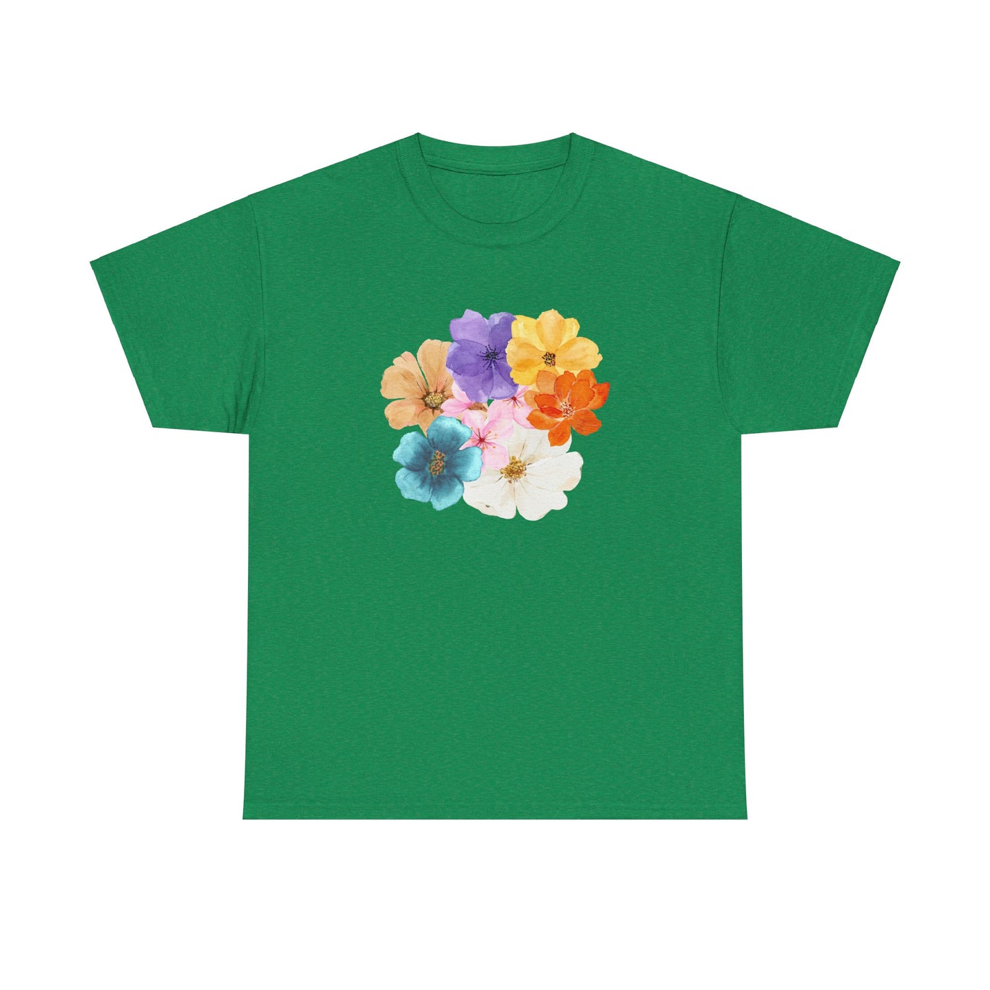 Flower Bloom Watercolor Collage Heavy Cotton Blend Unisex Graphic Tee