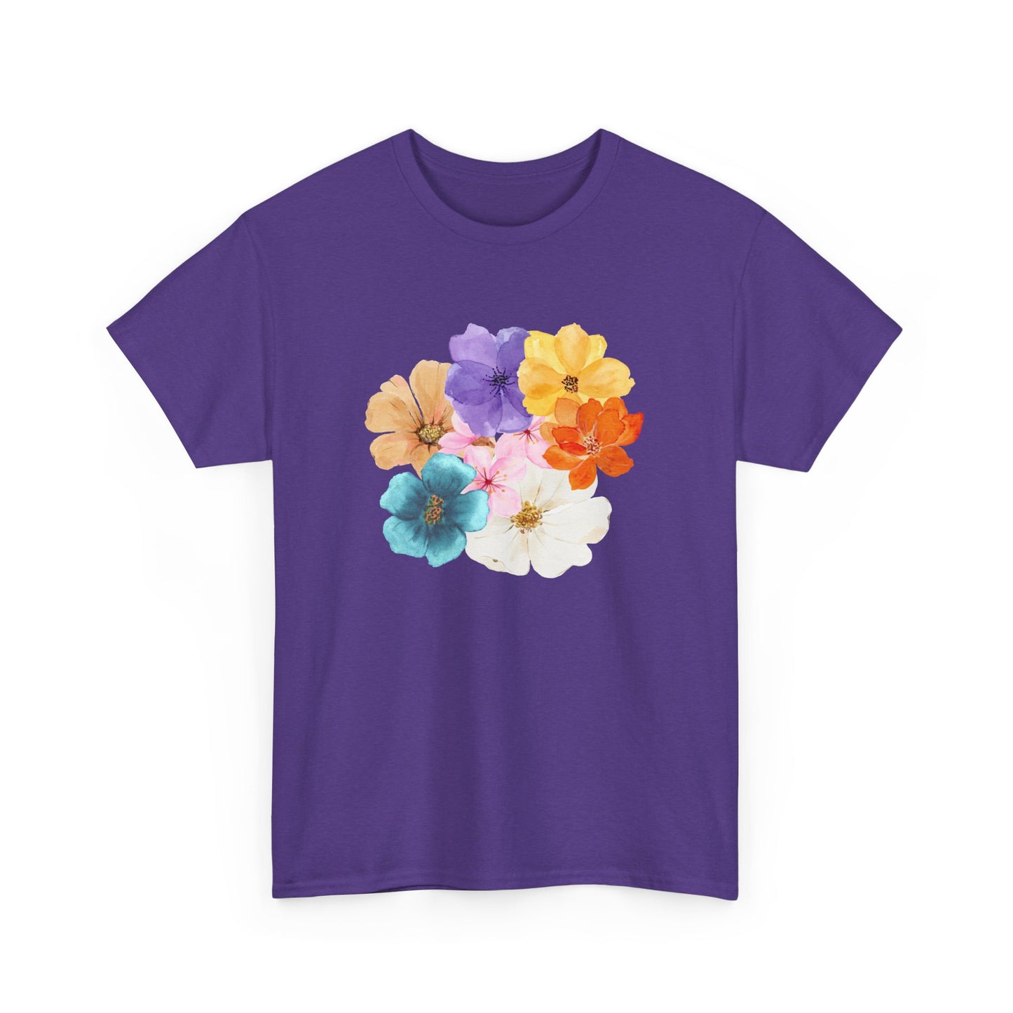 Flower Bloom Watercolor Collage Heavy Cotton Blend Unisex Graphic Tee