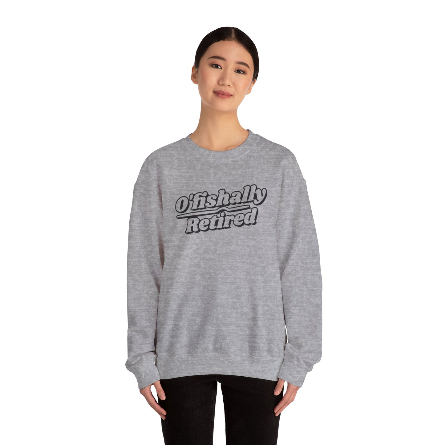 Koi Fish Sweatshirt - 'O'fishally Retired' Crewneck Cotton Sweatshirt