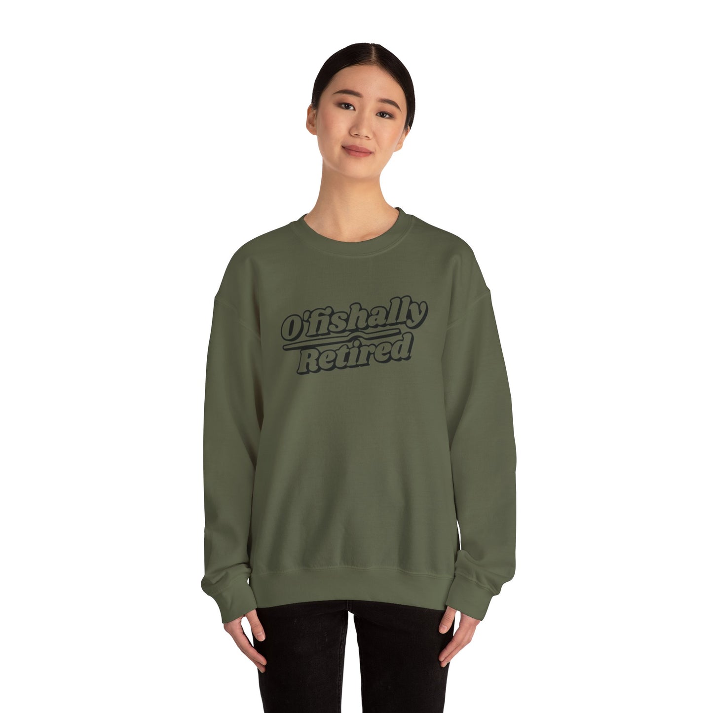 Koi Fish Sweatshirt - 'O'fishally Retired' Crewneck Cotton Sweatshirt