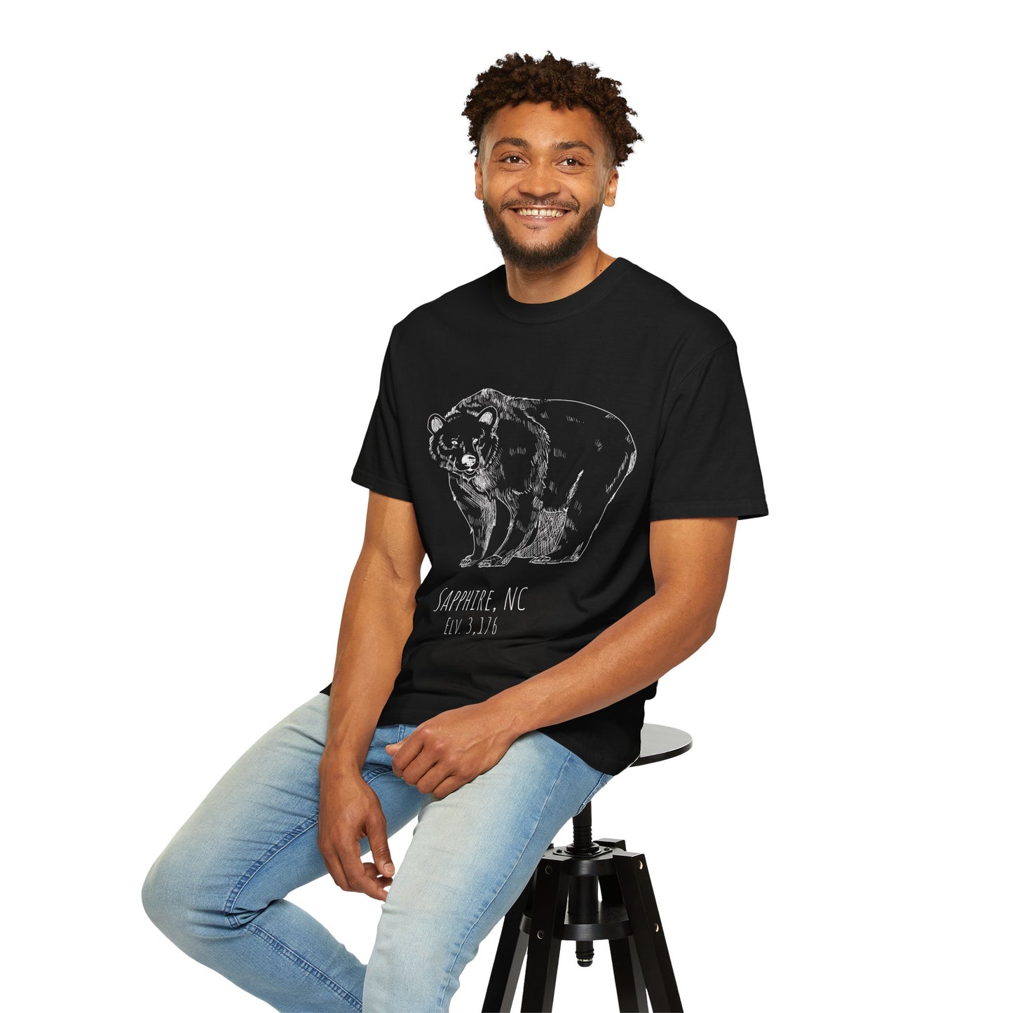 Sapphire, NC Bear Graphic T-Shirt - Unisex Garment-Dyed Tee for Nature Lovers