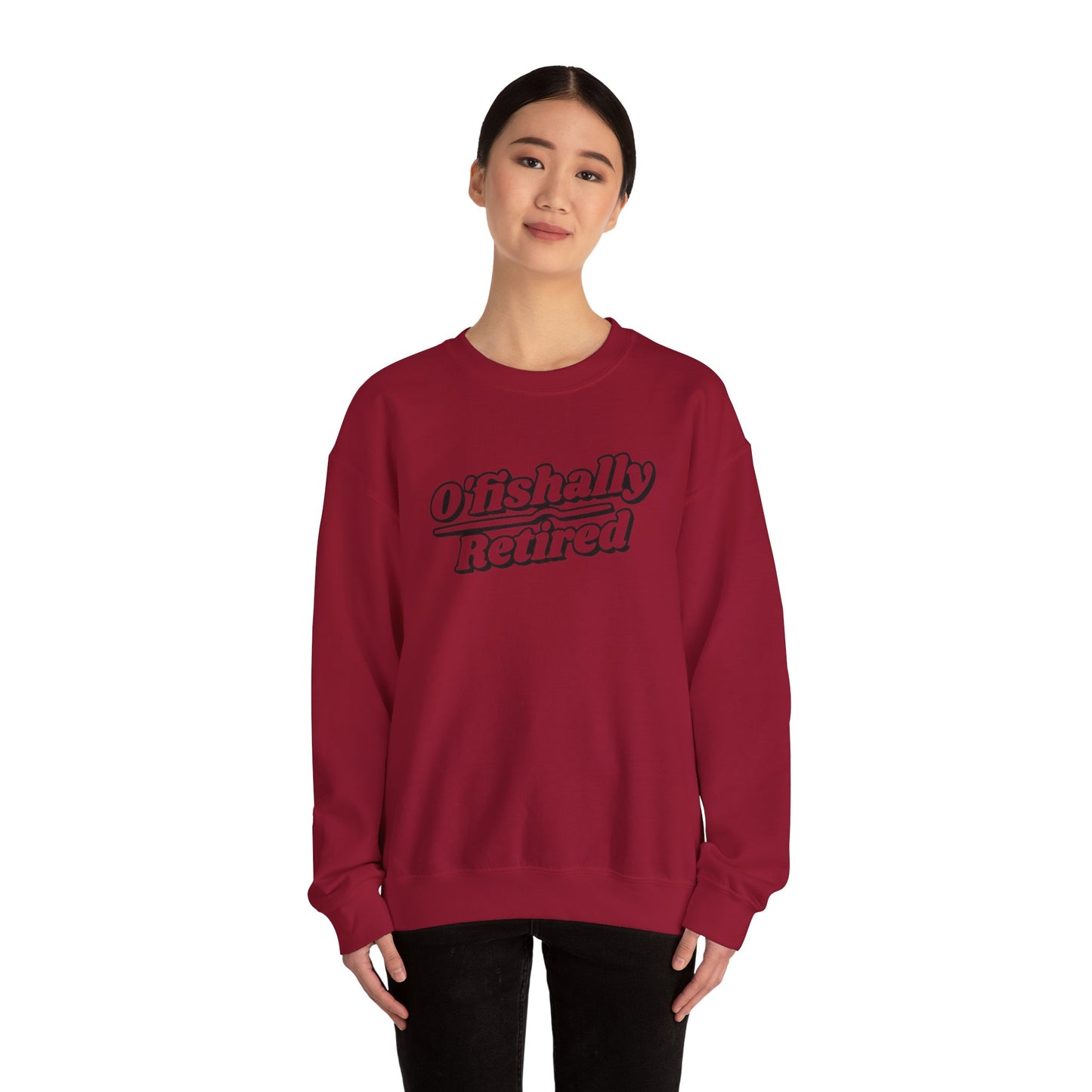 Koi Fish Sweatshirt - 'O'fishally Retired' Crewneck Cotton Sweatshirt