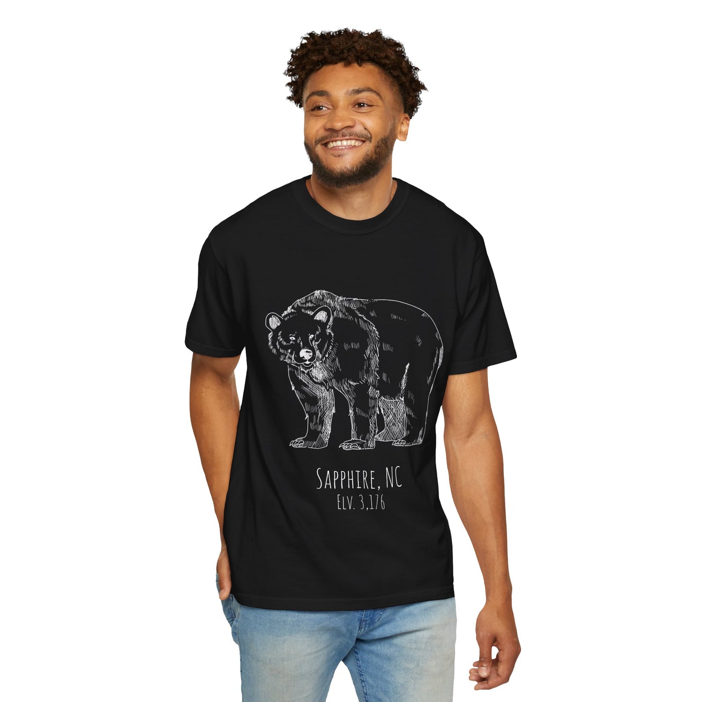 Sapphire, NC Bear Graphic T-Shirt - Unisex Garment-Dyed Tee for Nature Lovers