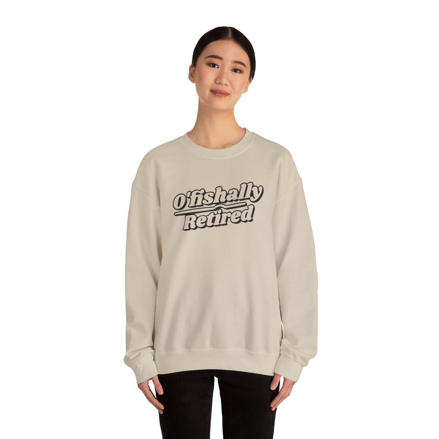 Koi Fish Sweatshirt - 'O'fishally Retired' Crewneck Cotton Sweatshirt