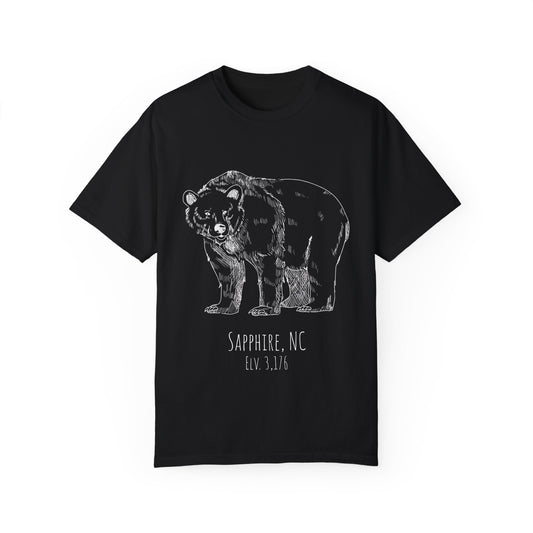 Sapphire, NC Bear Graphic T-Shirt - Unisex Garment-Dyed Tee for Nature Lovers