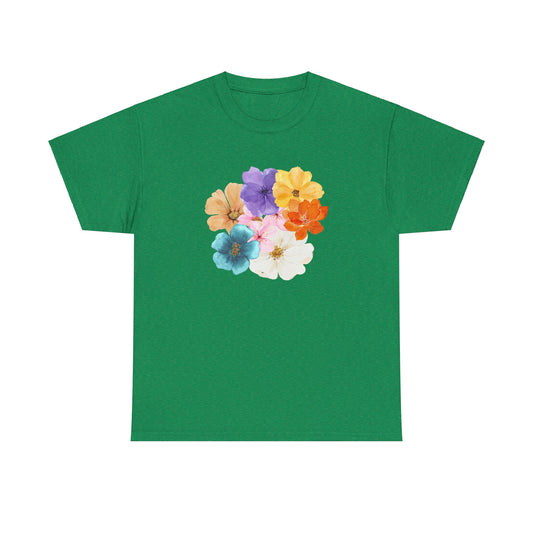 Flower Bloom Watercolor Collage Heavy Cotton Blend Unisex Graphic Tee